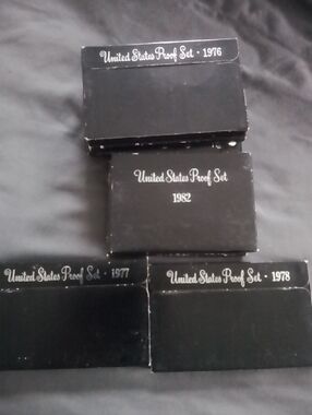United States Proof Set Boxes (1976, 1977, 1978, 1982) - Black One Set Lot